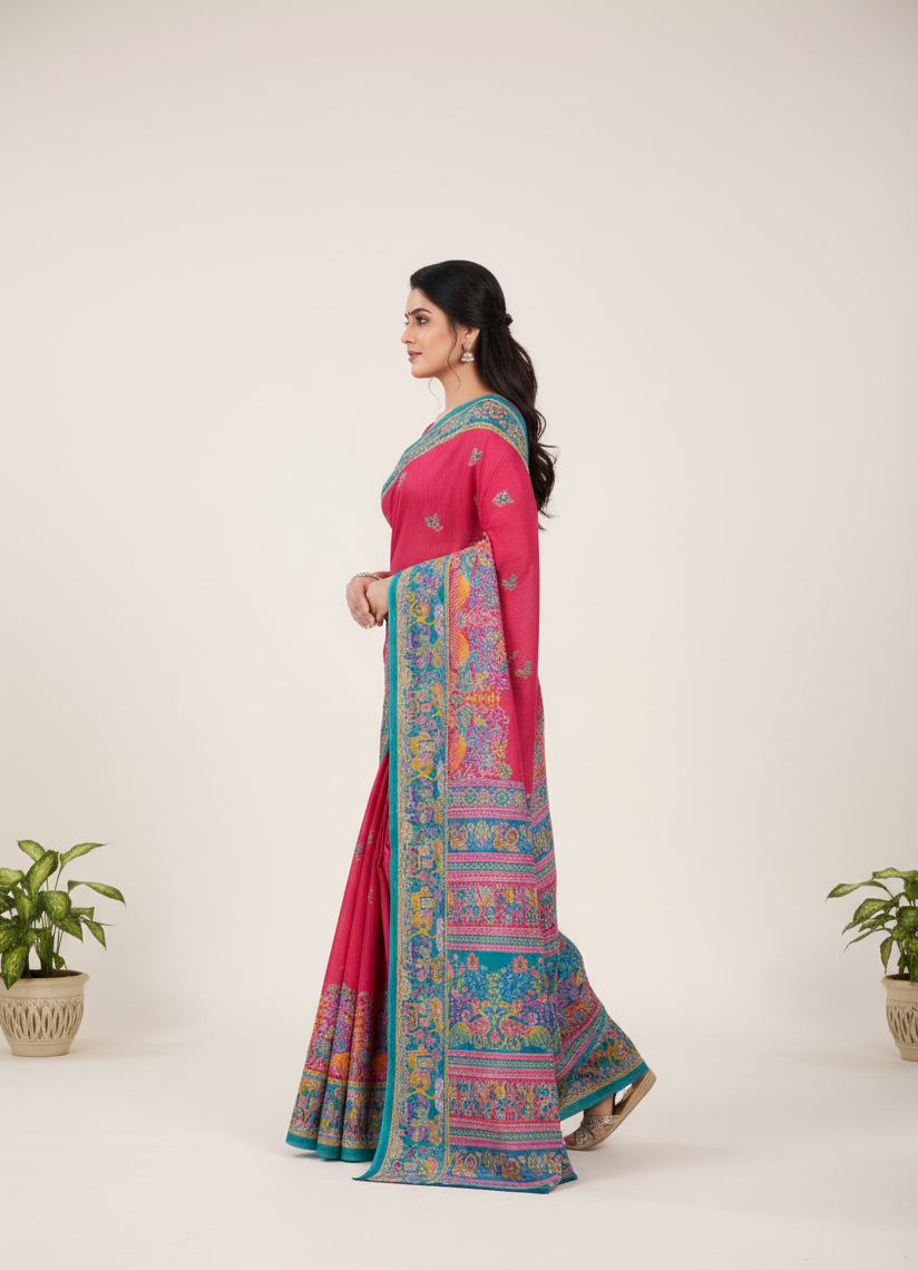 Hi Demand 6 Cotton Printed Saree Pink 3950