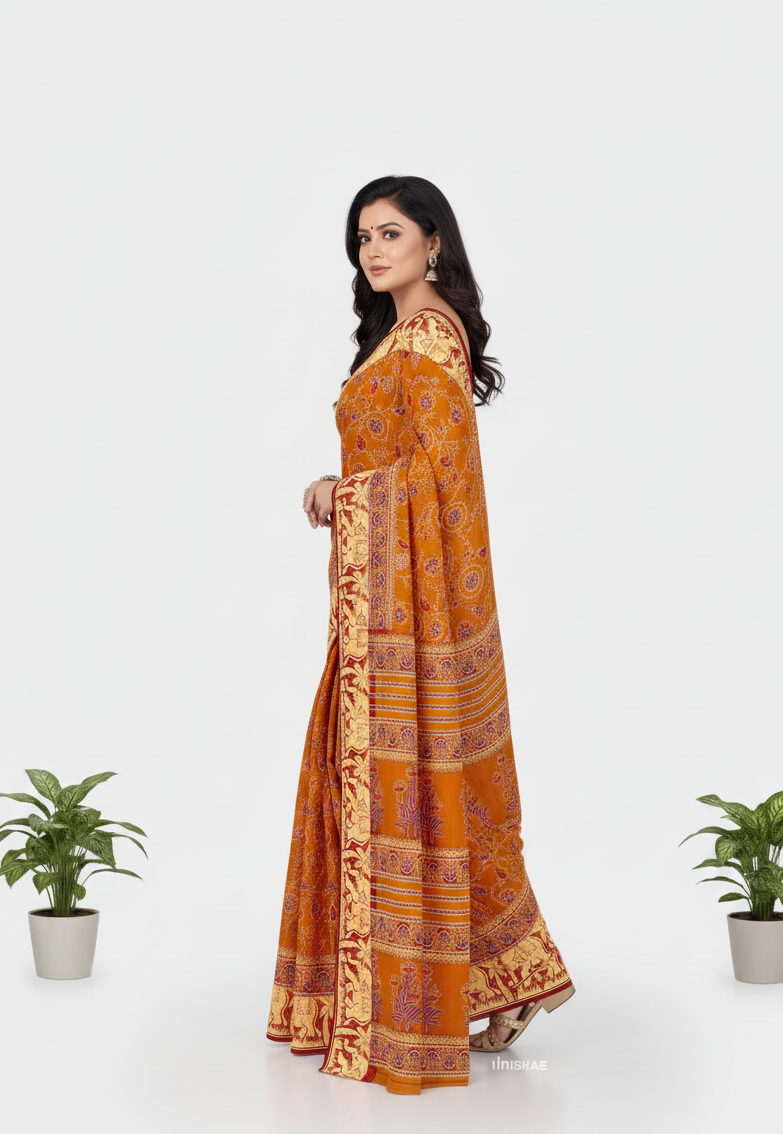 Vadhushree 1 Cotton Printed Saree Mustard