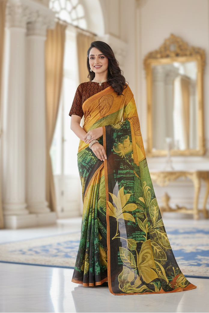 Ambarsariya Cotton Digital Printed Saree 4093