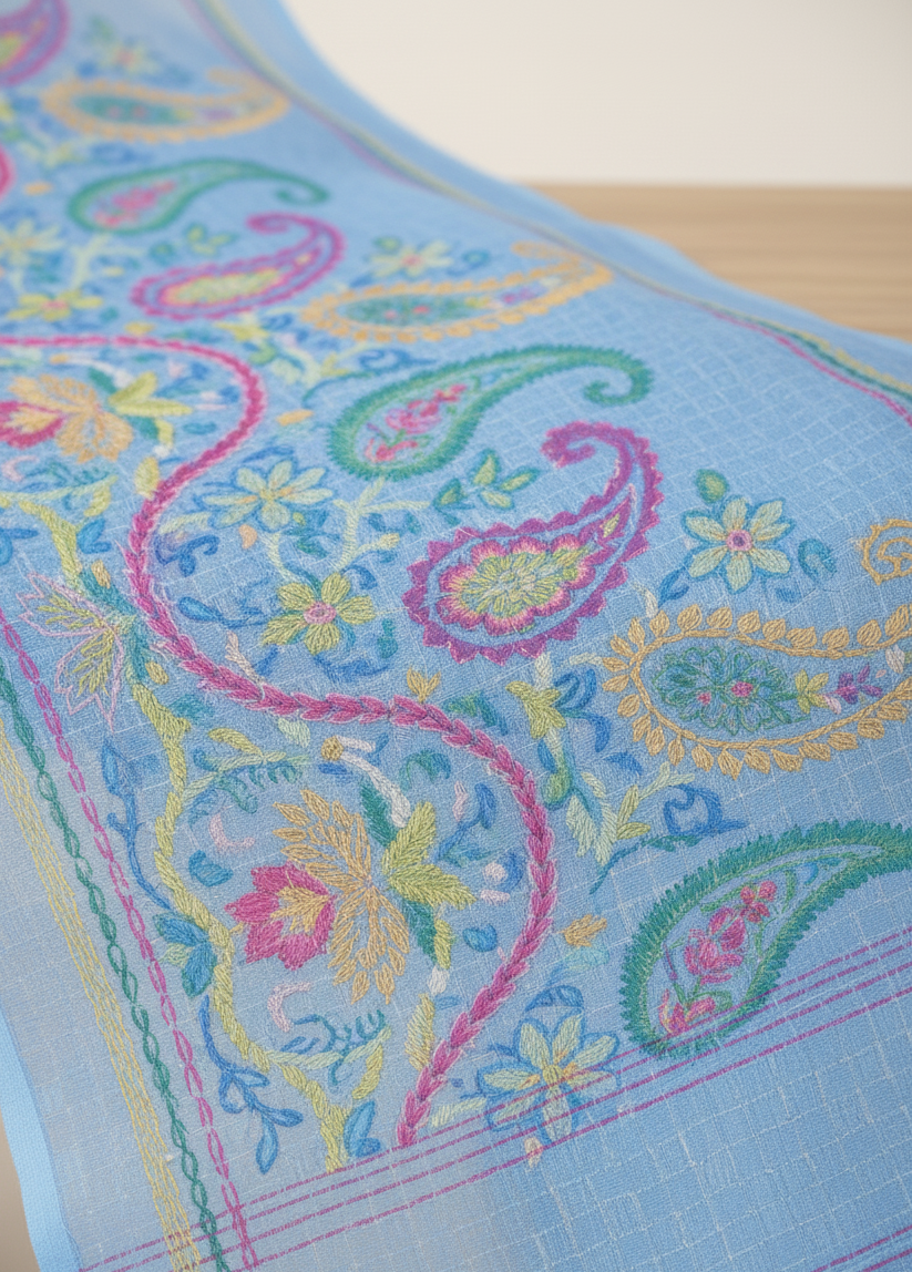 Mabesha Cotton Printed Saree Blue