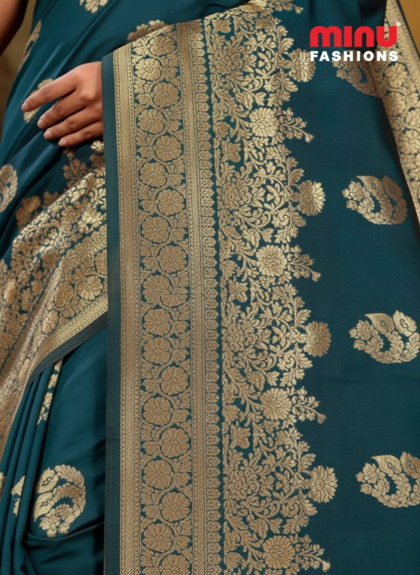 Rasmalai Litchi Silk Desiner Saree with BP 4107