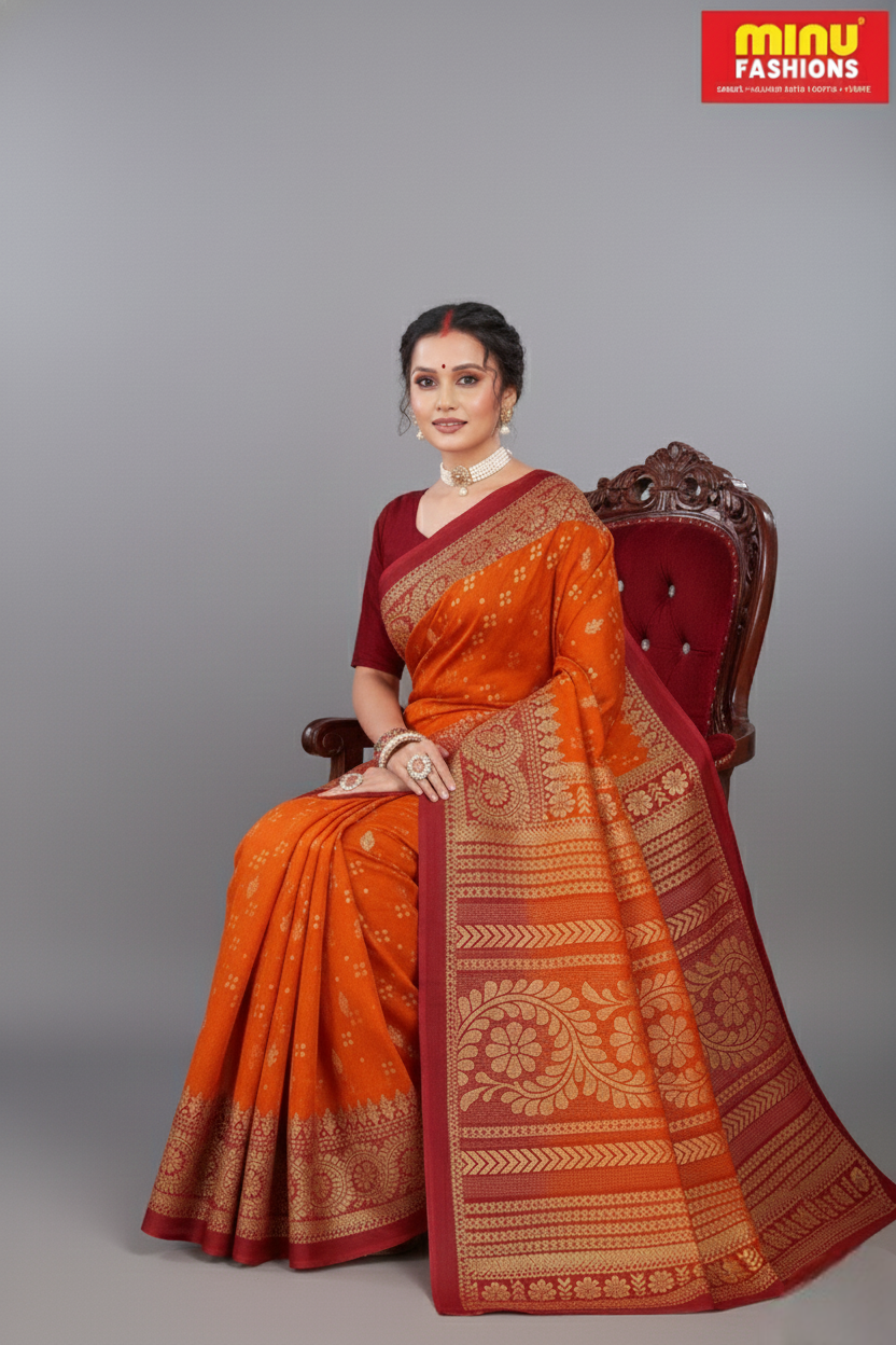 Gold Star Malai Cotton Printed Saree 2963