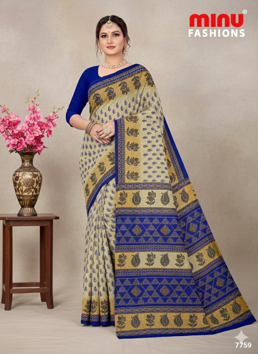 Malaika Cotton Printed Purple Saree 7759