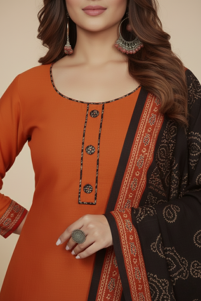 Mango Patiyala Cotton Printed Stitched Salwar Suit XL 6005