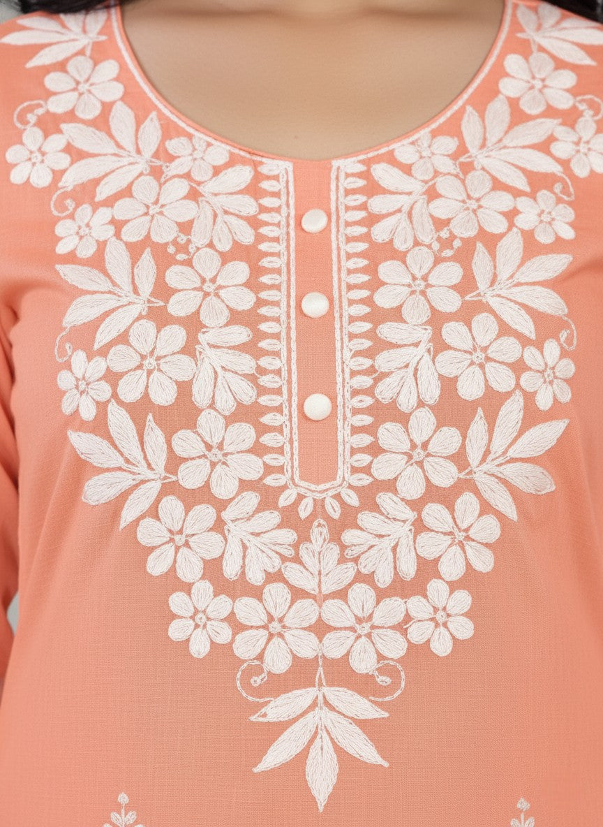 Yasmin Cotton Printed Kurti Orange