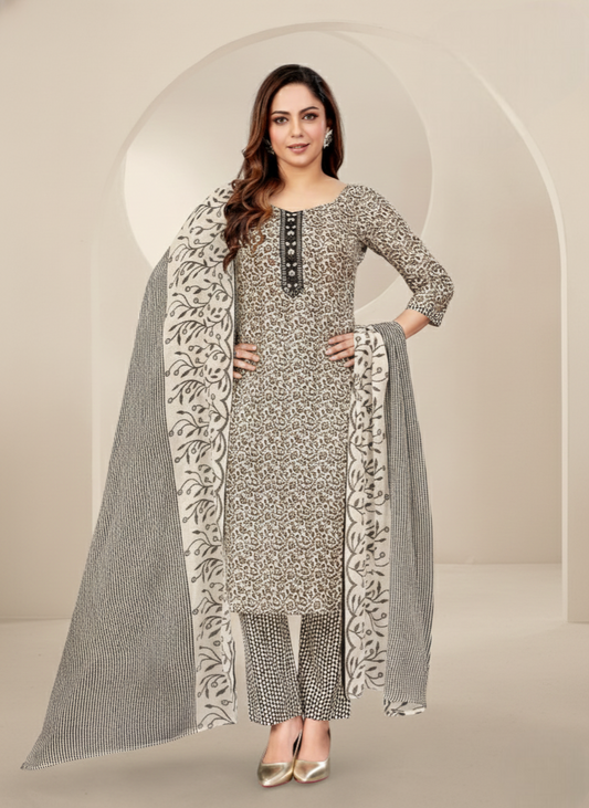 Olympics 2 Cotton Printed Stitched Salwar Suit 2008
