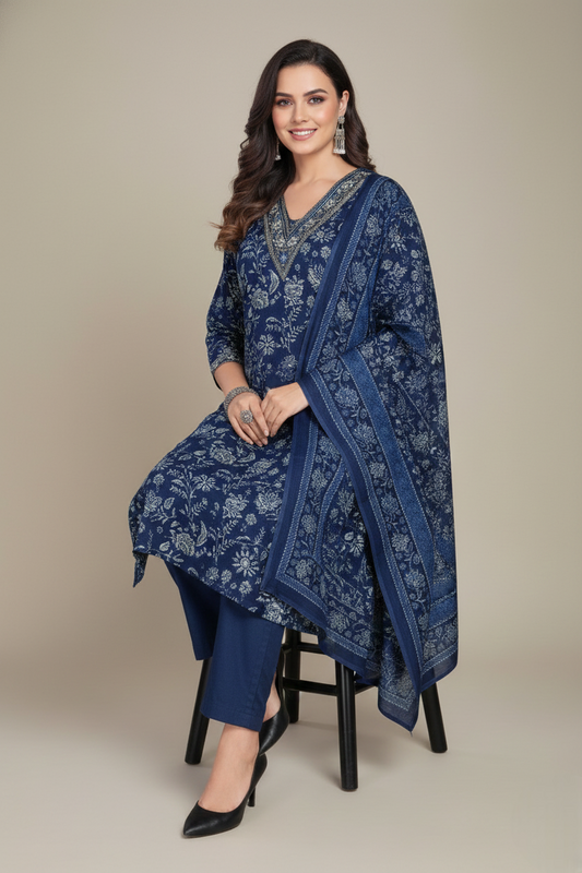 Indigo Star Cotton Printed Stitched Salwar Suit XL 1008