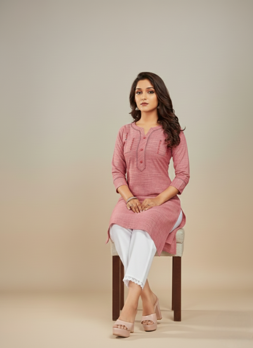 Cranberry Cotton Kurti 1008