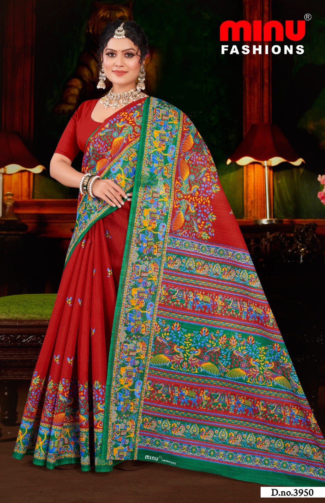 Minu Fashions Cotton Saree Hi Demand 6 – woven pure cotton saree with traditional motifs