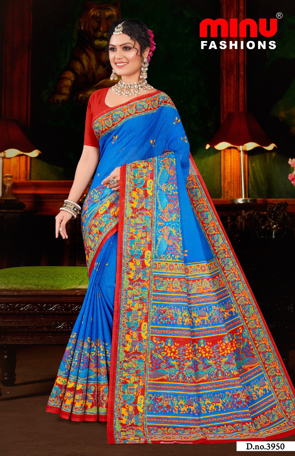 Minu Fashions Cotton Saree Hi Demand 6 – woven pure cotton saree with traditional motifs