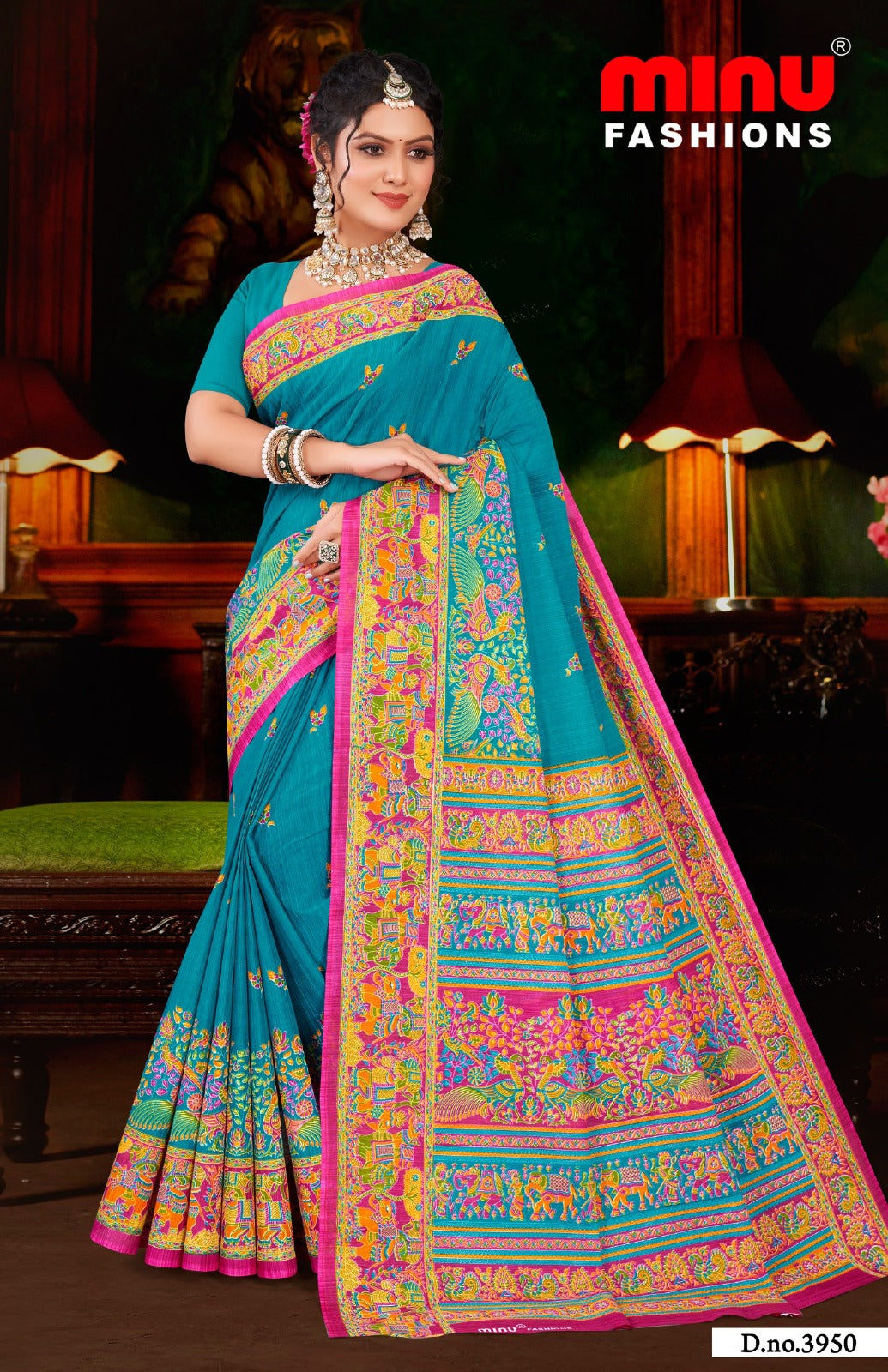 Minu Fashions Cotton Saree Hi Demand 6 – woven pure cotton saree with traditional motifs