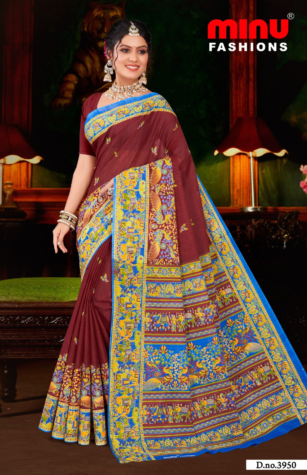 Minu Fashions Cotton Saree Hi Demand 6 – woven pure cotton saree with traditional motifs