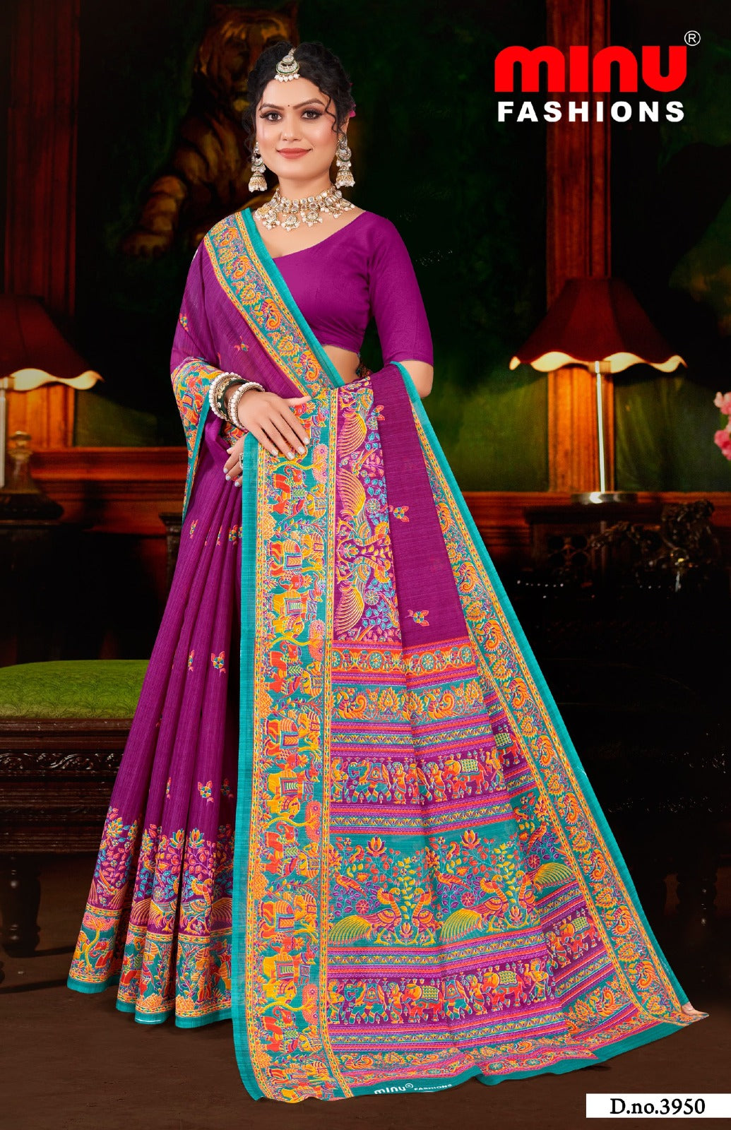 Minu Fashions Cotton Saree Hi Demand 6 – woven pure cotton saree with traditional motifs