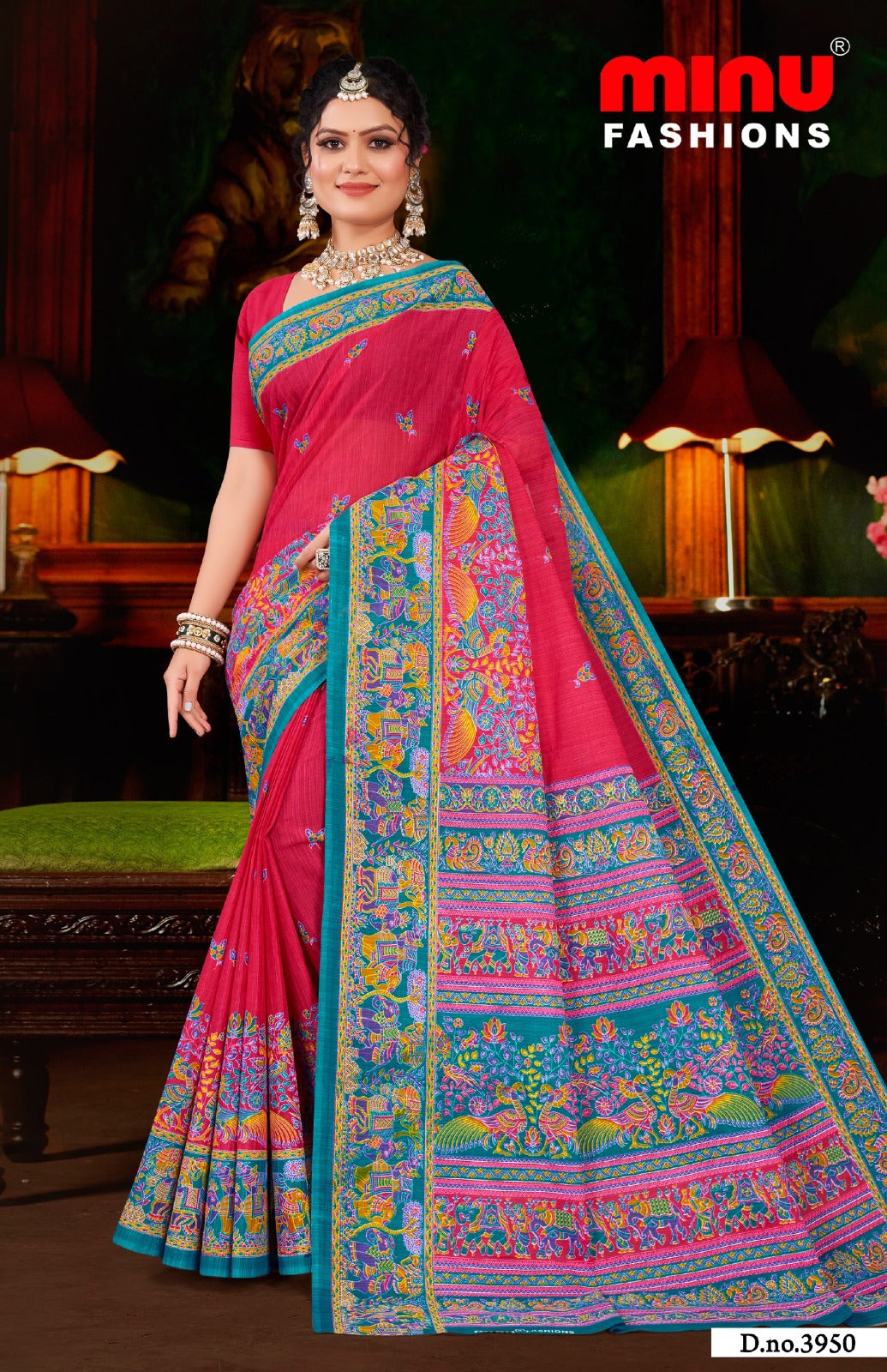 Minu Fashions Cotton Saree Hi Demand 6 – woven pure cotton saree with traditional motifs