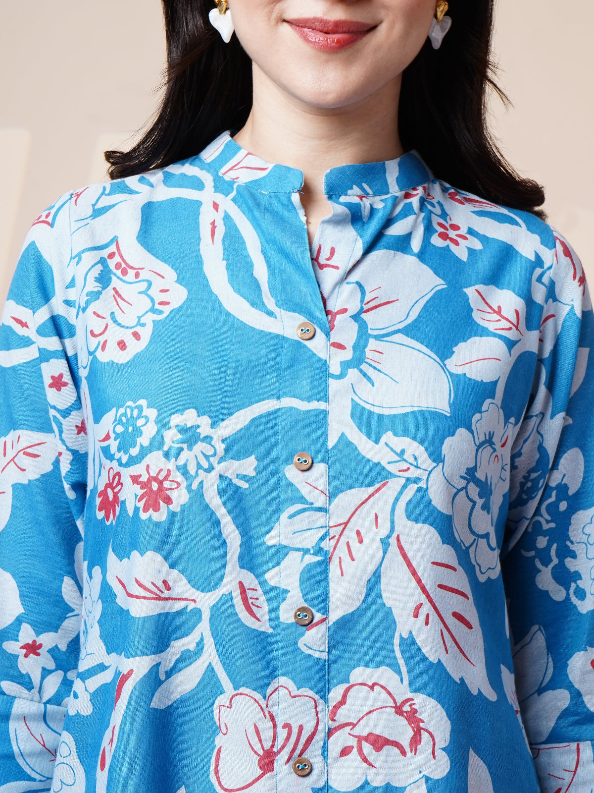 Avya Cotton Printed Co-ord Set Blue 1002