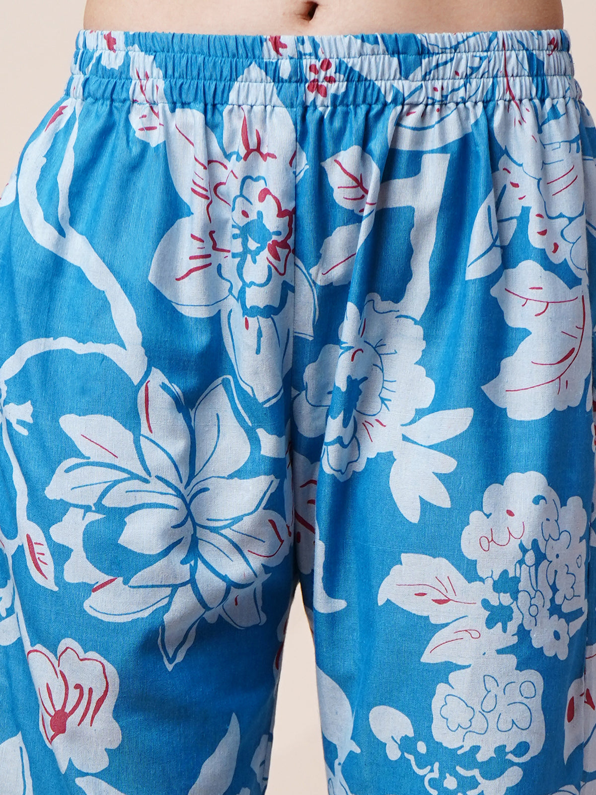 Avya Cotton Printed Co-ord Set Blue 1002