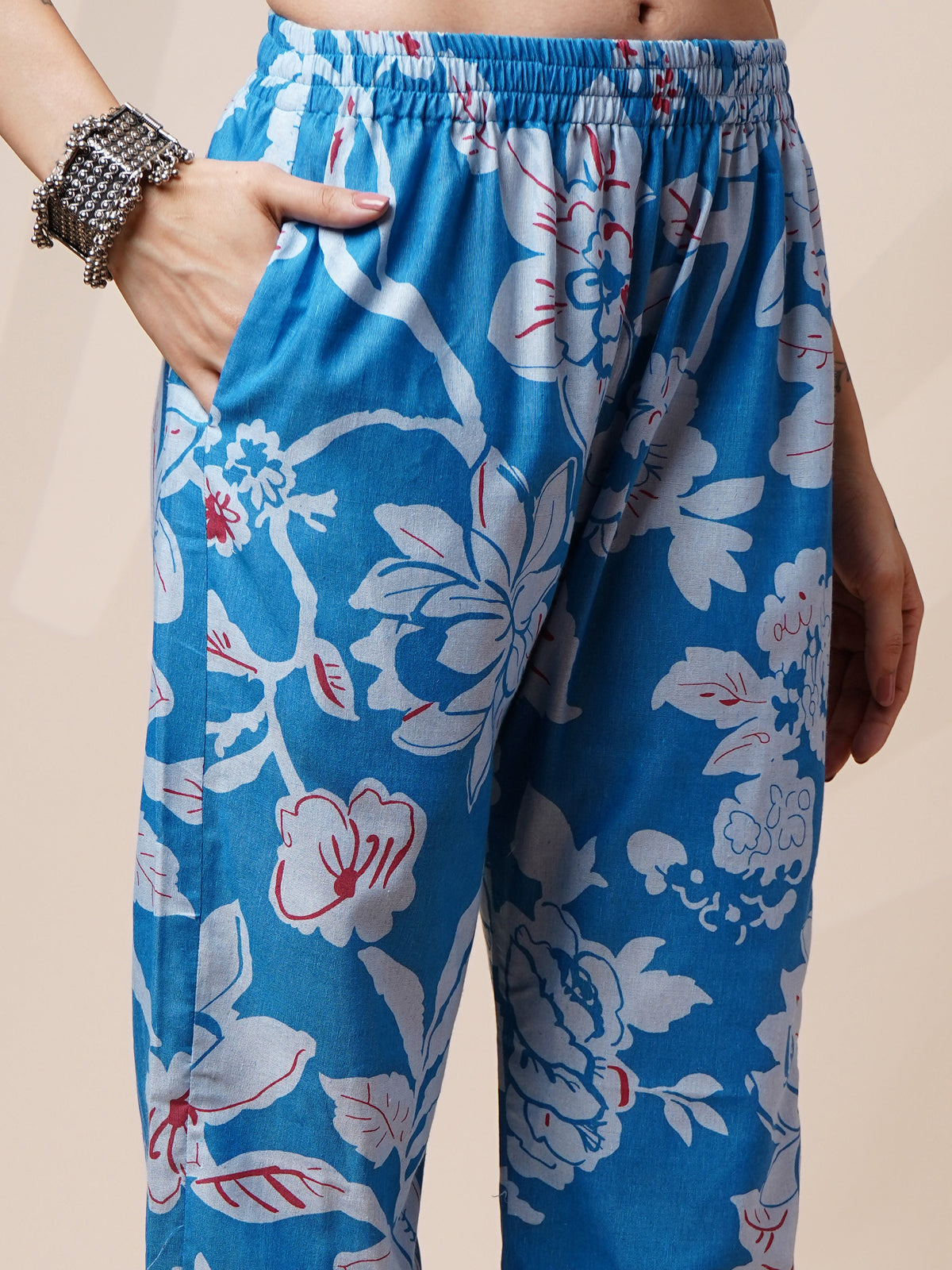 Avya Cotton Printed Co-ord Set Blue 1002