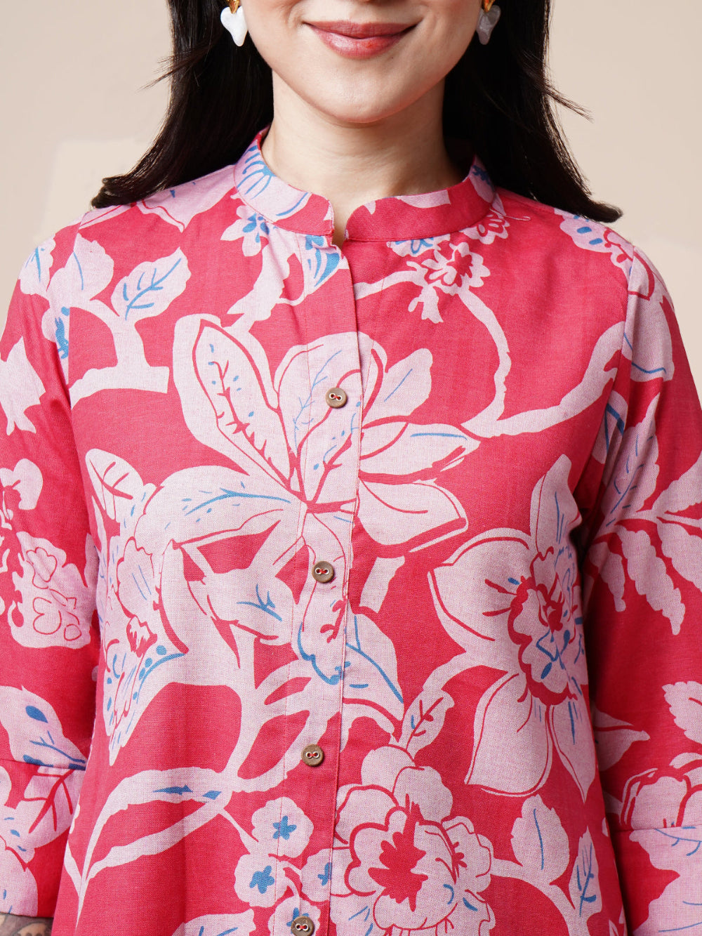 Avya Cotton Printed Co-ord Set Pink 1004