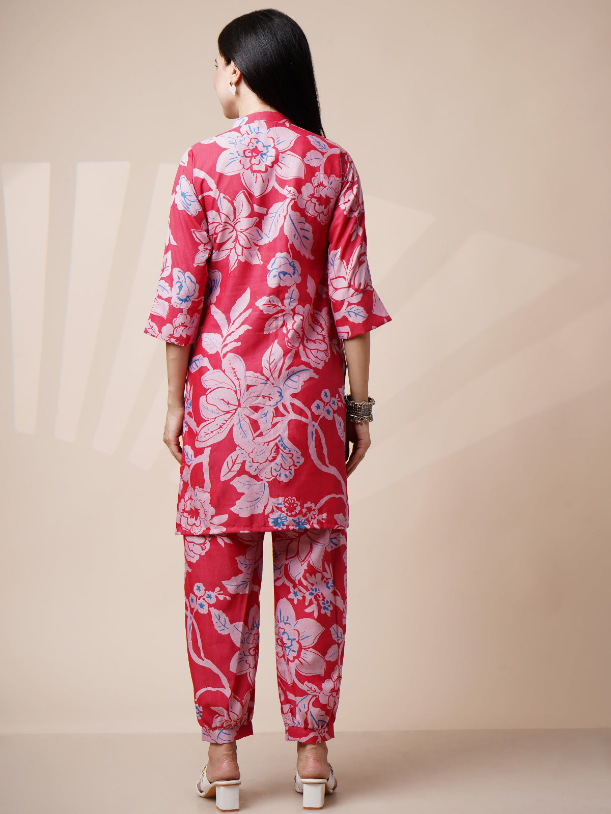 Avya Cotton Printed Co-ord Set Pink 1004