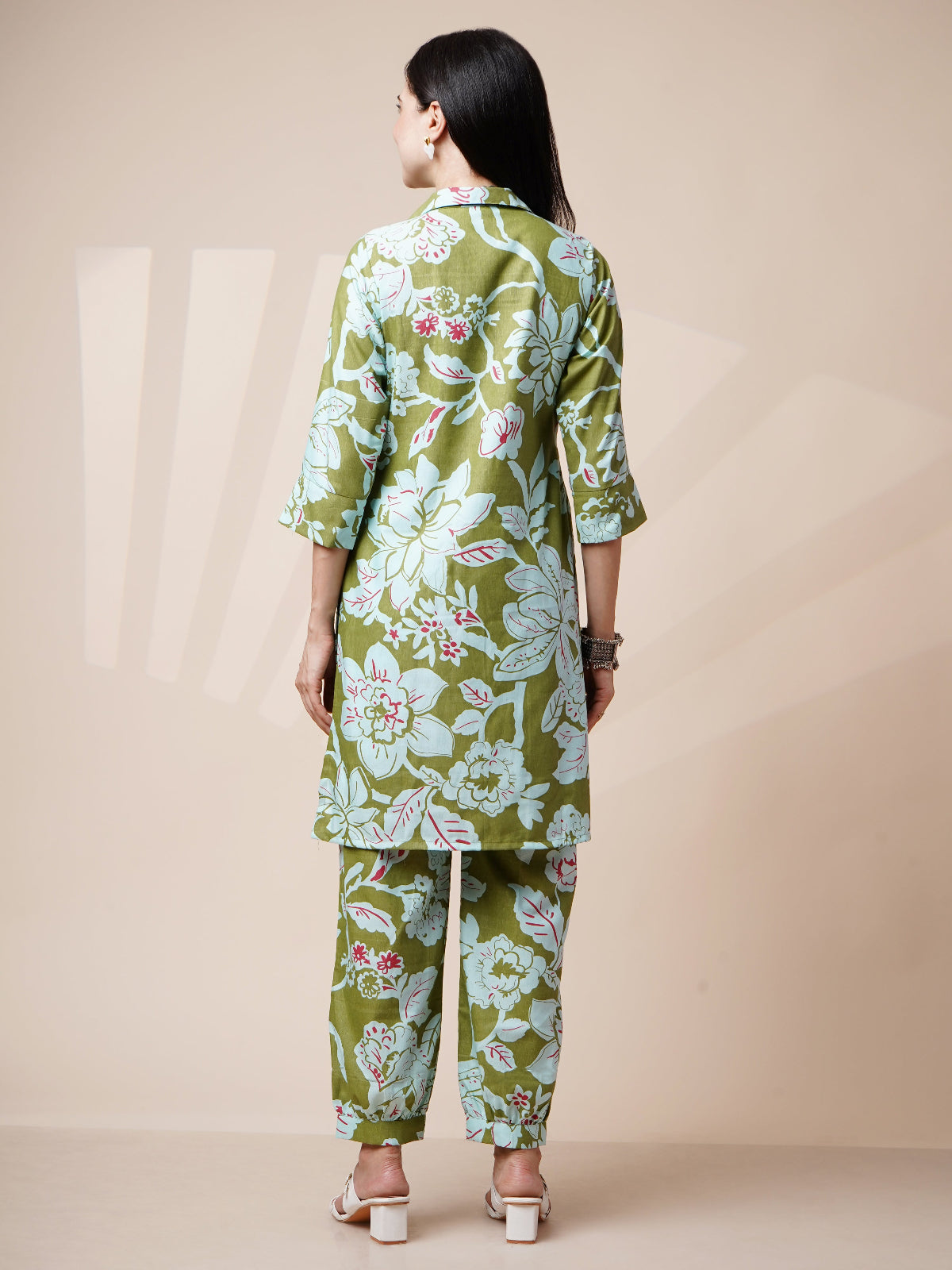 Avya Cotton Printed Co-ord Set Green 1003