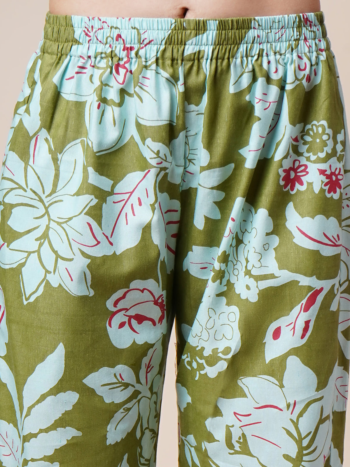 Avya Cotton Printed Co-ord Set Green 1003