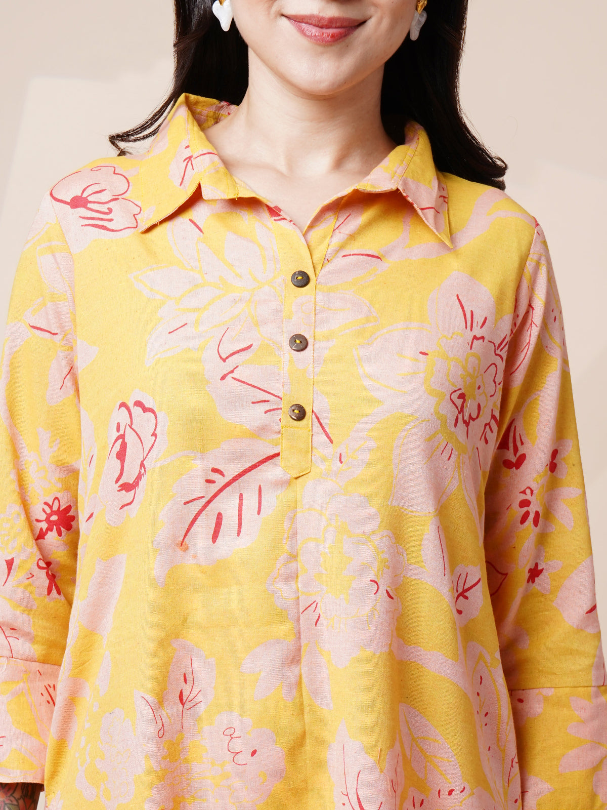 Avya Cotton Printed Co-ord Set Yellow 1001