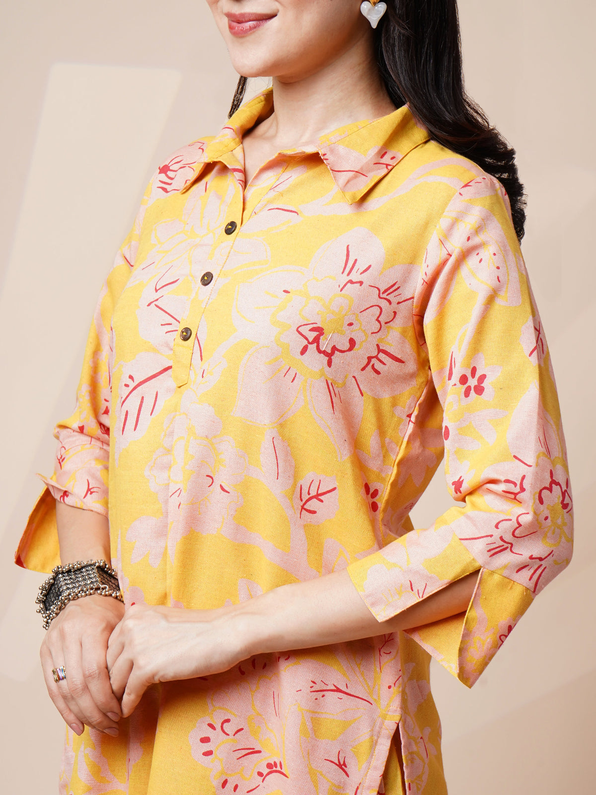 Avya Cotton Printed Co-ord Set Yellow 1001