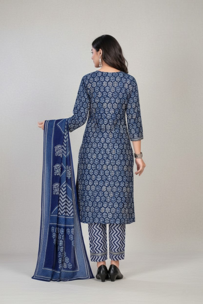 Indigo Star Cotton Printed Stitched Salwar Suit XL 1004
