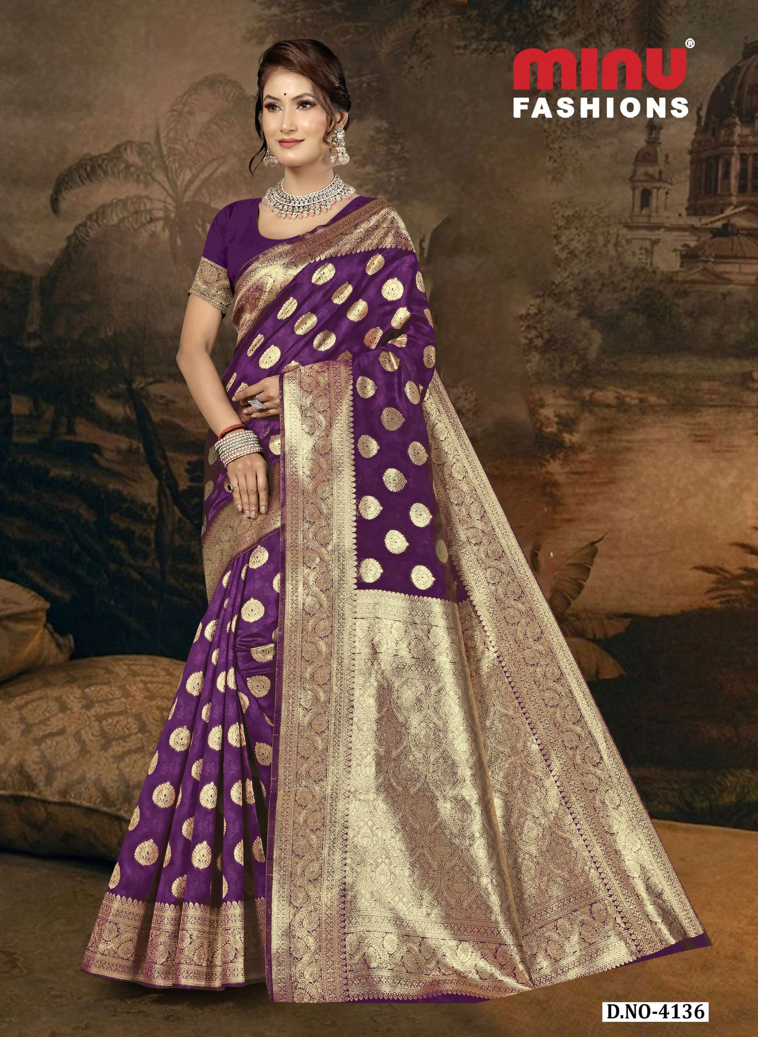 Jannat_1_Purple_Premium_Cotton_Silk_Katan_Saree_with_BP