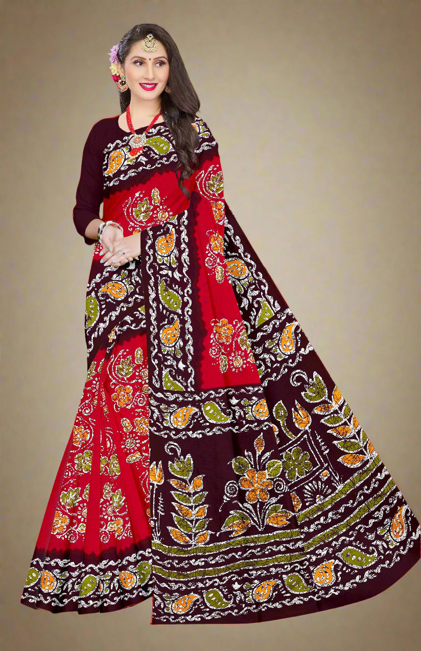 Combo Of Cotton Printed Sarees - Pack of 3