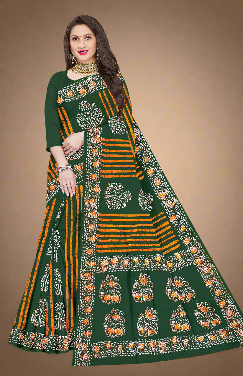 Combo Of Cotton Printed Sarees - Pack of 3