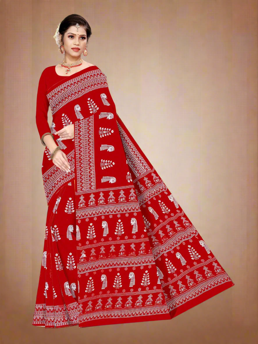 Combo Of Cotton Printed Sarees - Pack of 3