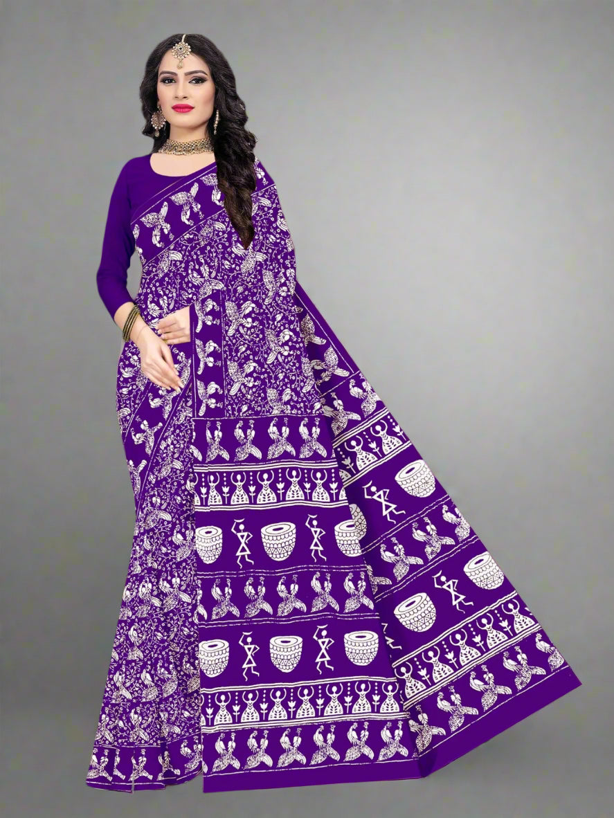 Combo Of Cotton Printed Sarees - Pack of 3