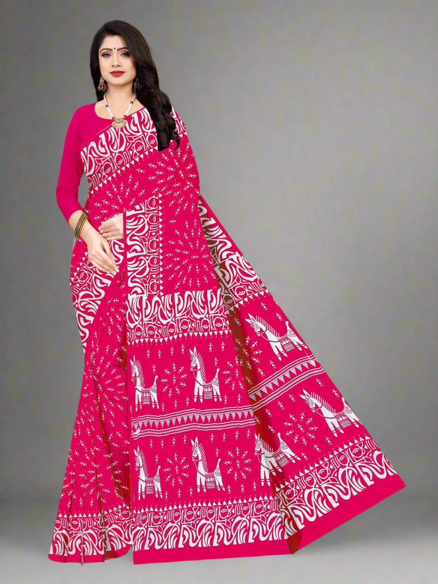 Combo Of Cotton Printed Sarees - Pack of 3