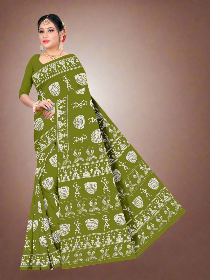 Combo Of Cotton Printed Sarees - Pack of 3