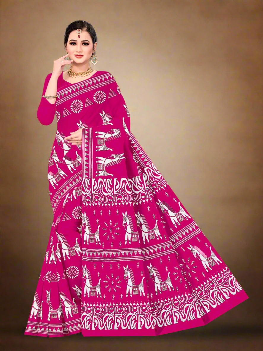 Combo Of Cotton Printed Sarees - Pack of 3