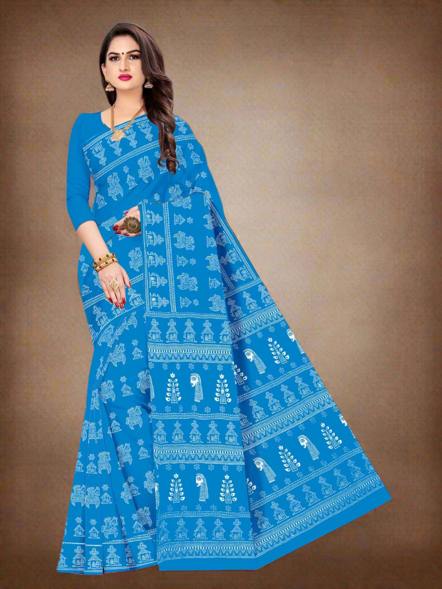 Combo Of Cotton Printed Sarees - Pack of 3