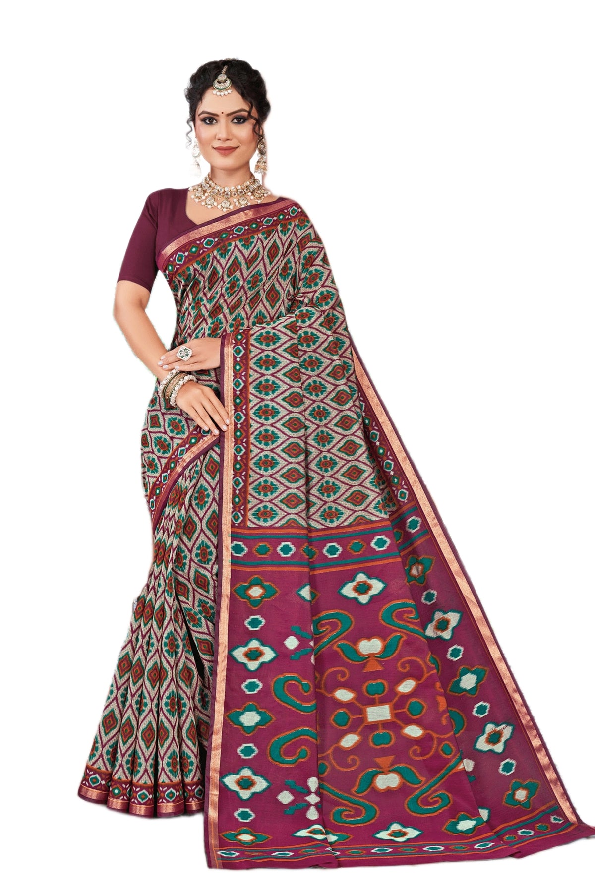 Silk Kanishka Ikkat Premium Cotton Saree