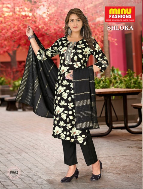 Shloka Chanderi Printed 44" Stitched Salwar Suit 3003