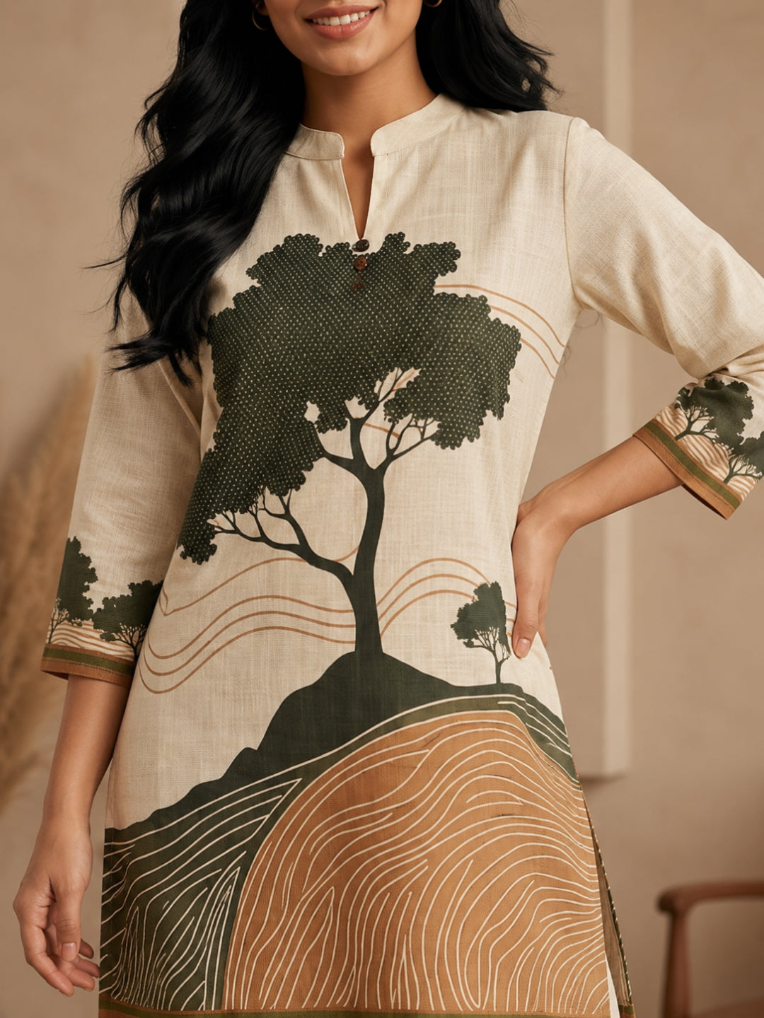 Juni Cotton Slub Digital Print Co-Ord Set for Women