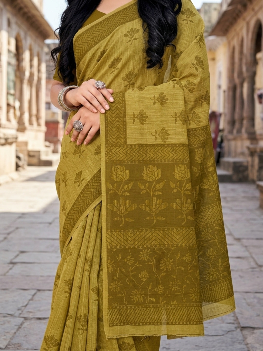 Malang 61 Pure Cotton Printed Daily Wear Saree – Mint Green
