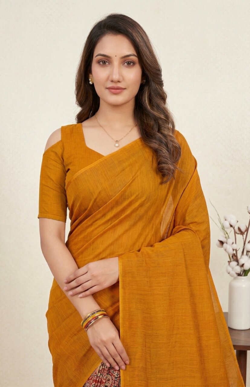 Raasa Ajrakh Pure Cotton Half-Half Printed Daily Wear Saree