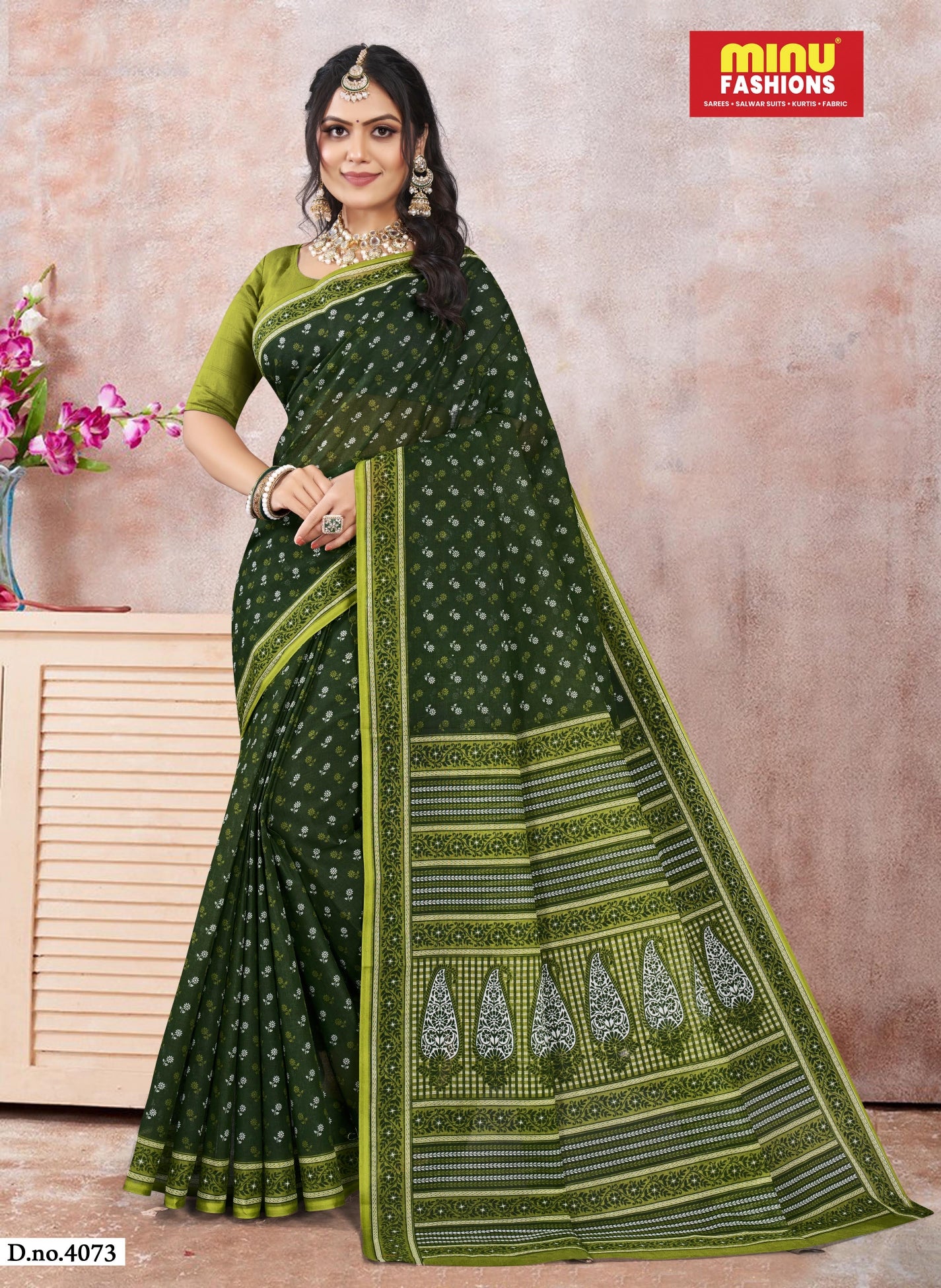 Combo Of Cotton Printed Sarees - Pack of 2