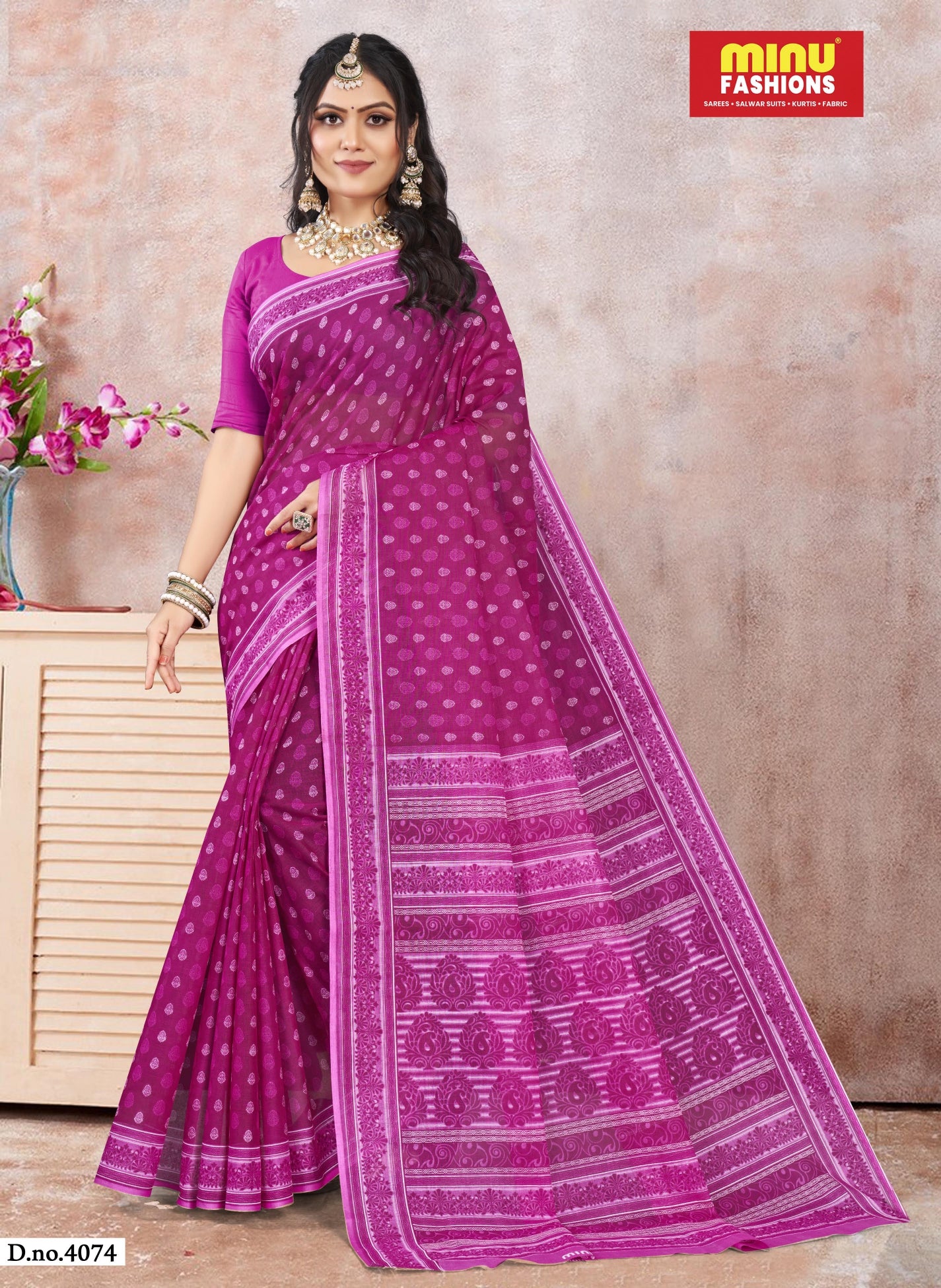 Combo Of Cotton Printed Sarees - Pack of 2