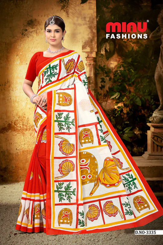 Malai Cotton White 2 Baishakhi Saree