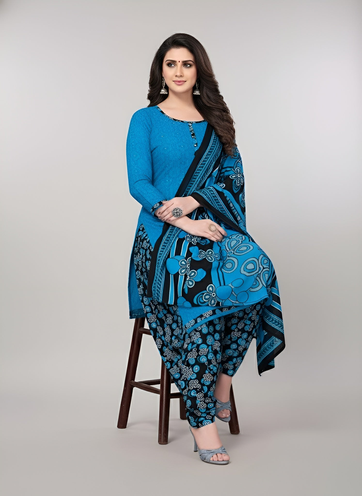 Mango Patiyala Cotton Printed Stitched Salwar Suit XXL 10006