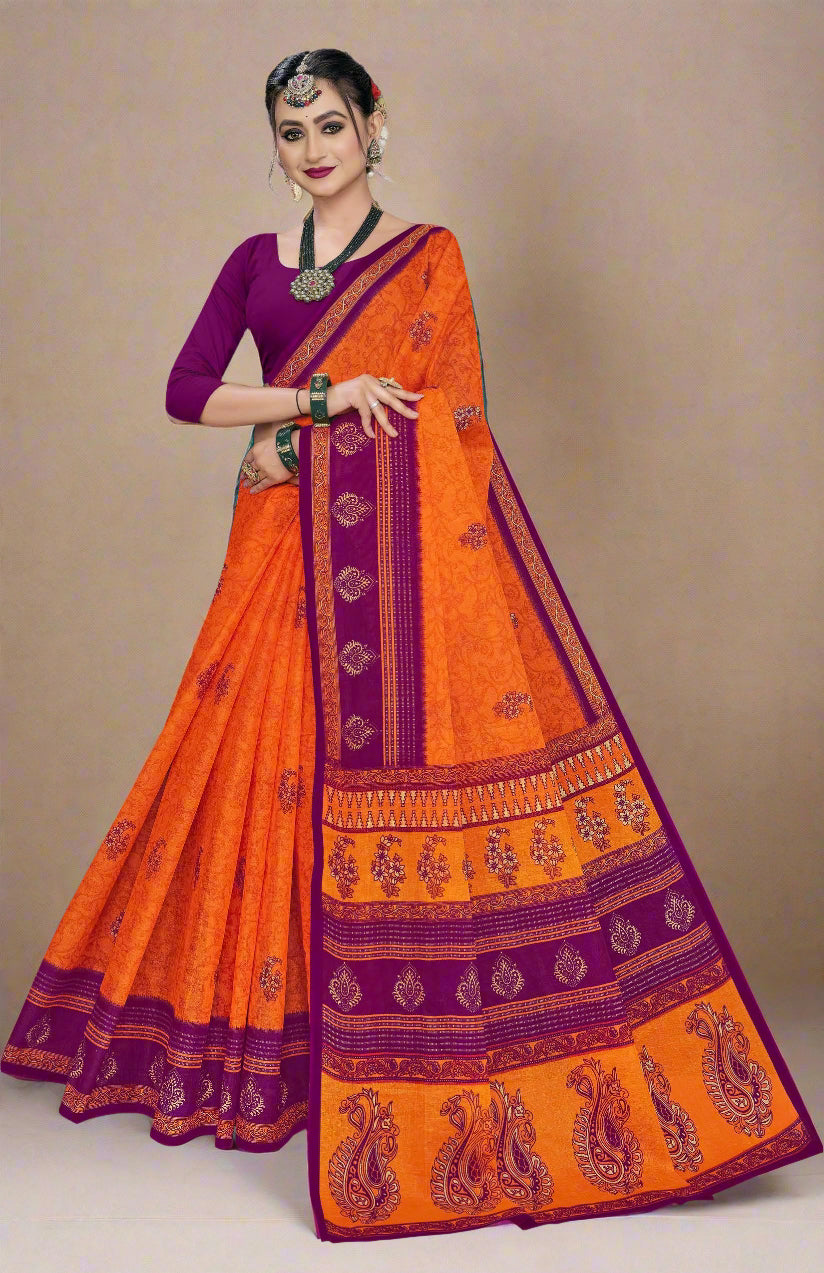 Combo Of Cotton Printed Sarees - Pack of 3