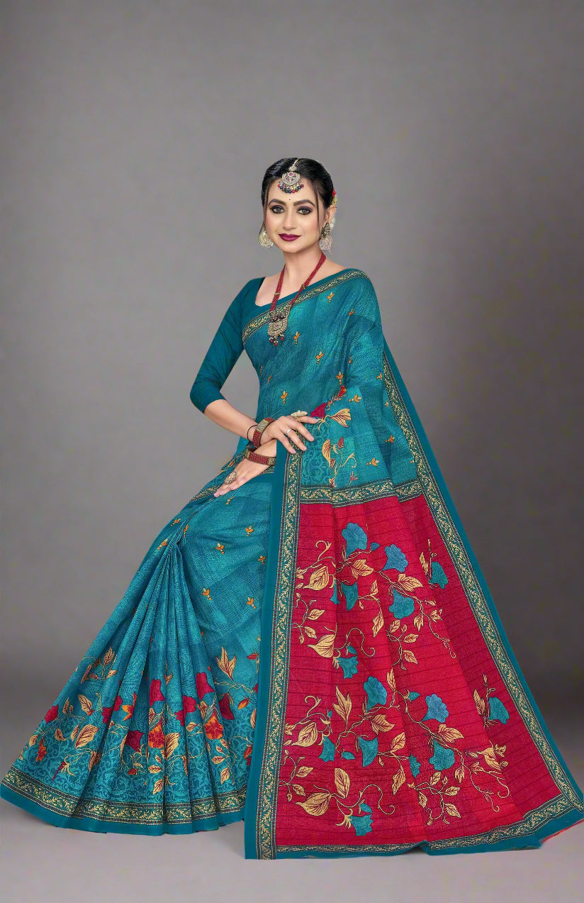 Combo Of Cotton Printed Sarees - Pack of 3