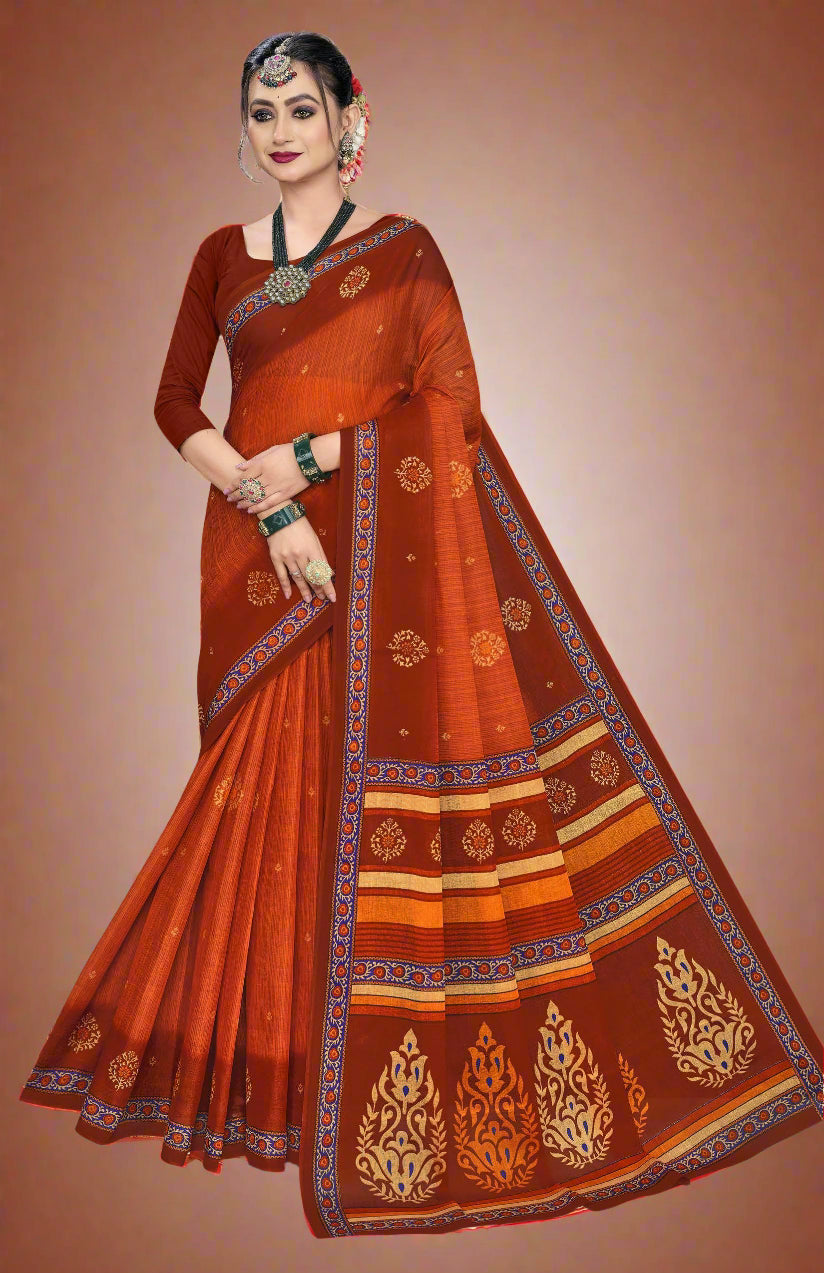 Combo Of Cotton Printed Sarees - Pack of 3