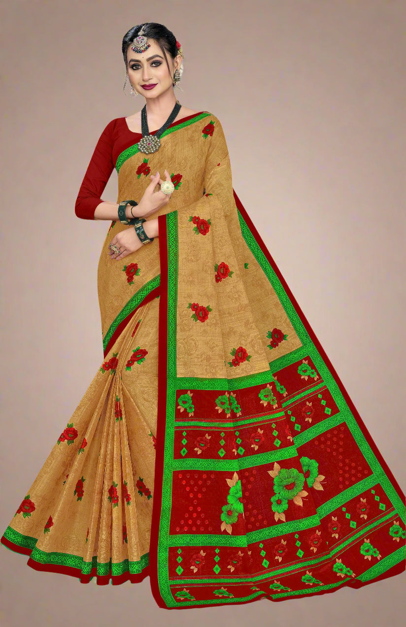 Combo Of Cotton Printed Sarees - Pack of 3